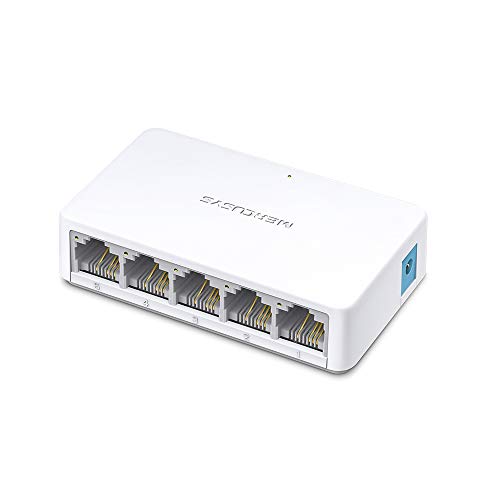 TP-Link Mercusys MS105 Switch Ethernet 5 Porte 10/100Mbps, Sdoppiatore Ethernet, Switch per la Casa e l’Ufficio, Plug e Play, Montaggio Desktop, Contenitore di Plastica