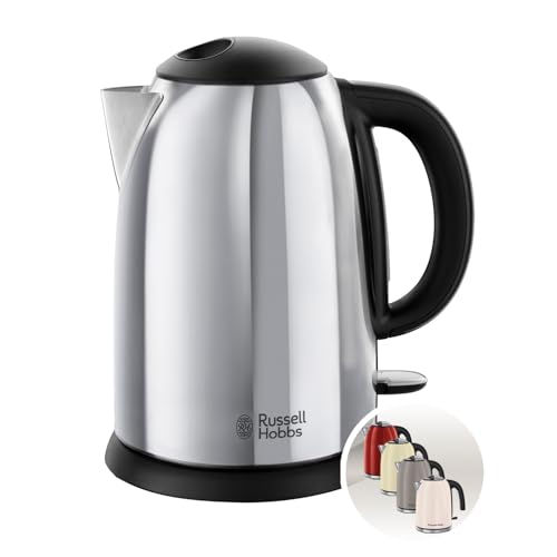 Russell Hobbs Bollitore Elettrico – 1,7 L, 2400 W – Acciaio Inox Lucido; Funzione di Ebollizione Rapida, Filtro Anticalcare Rimovibile, Beccuccio, Indicatore Livello di Riempimento, Victory 23930-70