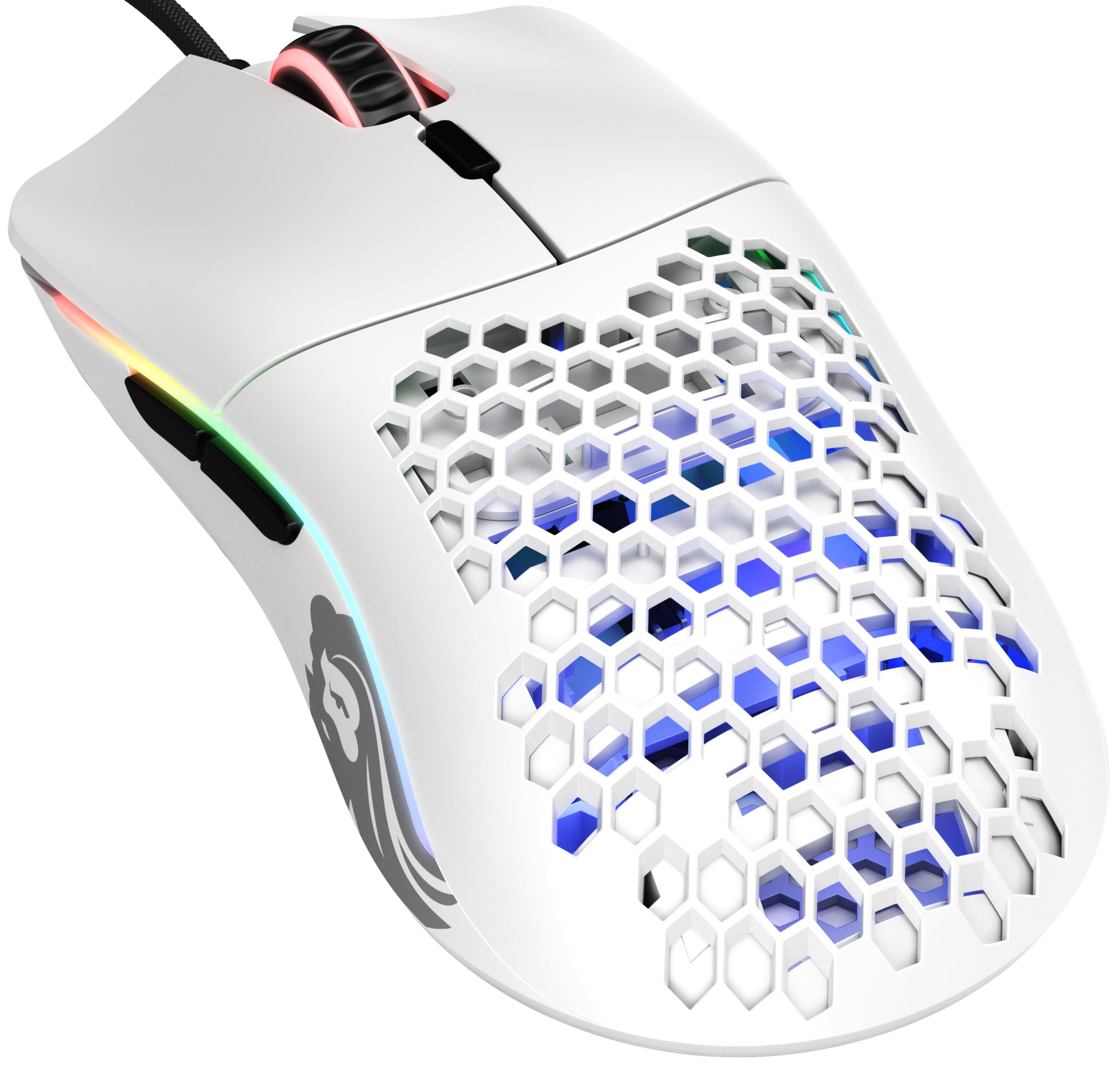 GLORIOUS Gaming Model O Mouse da gaming wired, superleggero 67 g, design a nido d’ape, RGB, sensore Pixart 3360, Omron Switches, ambidestro – Bianco opaco