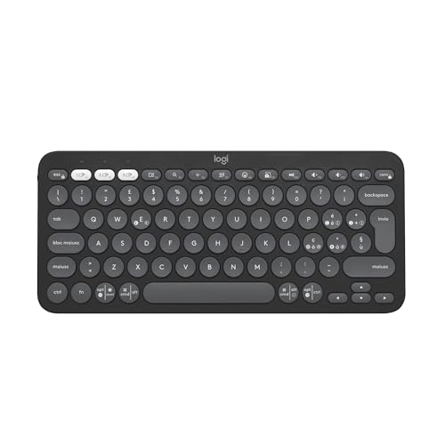 Logitech Pebble Keys 2 K380s, tastiera Bluetooth multidispositivo con tasti di scelta rapida personalizzabili, sottile e portatile, Easy-Switch per Windows, macOS, iPadOS, Android, ITA QWERTY -Grafite