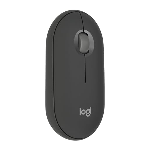 Logitech Pebble Mouse 2 M350s wireless Bluetooth sottile, portatile, leggero, personalizzabile, clic discreti, Easy-Switch per Windows, macOS, iPadOS, Android, Chrome OS – Grafite