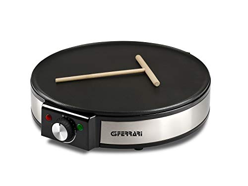 G3 Ferrari G10098 Profi- Crepe Crepiera Elettrica 1200W, Piastra da 30 cm in Inox, Rivestimento Antiaderente, Temperatura Regolabile, Spatola e Paletta in Legno Incluse