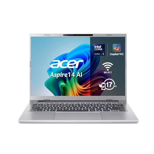 Acer Aspire 14 AI Copilot+ PC A14-53M, Computer portatile 14″ WUXGA IPS (Intel Core Ultra 5 226V, 16 GB RAM, 512 GB SSD, Intel ARC Graphics, Windows 11 Home), Colore Argento, Tastiera QWERTY spagnola