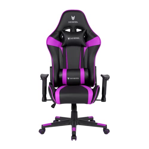 Oversteel – ULTIMET Sedia da gaming professionale in similpelle, braccioli 2D, regolabile in altezza, schienale reclinabile a 180°, pistone a gas classe 3, fino a 120Kg, colore Viola