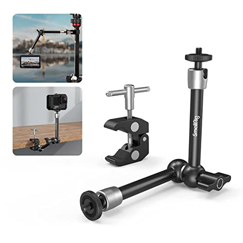 SMALLRIG Super morsetto e braccio magico articolato a attrito regolabile da 10 pollici con vite da 1/4″ per monitor LCD/luci LED – 2732B