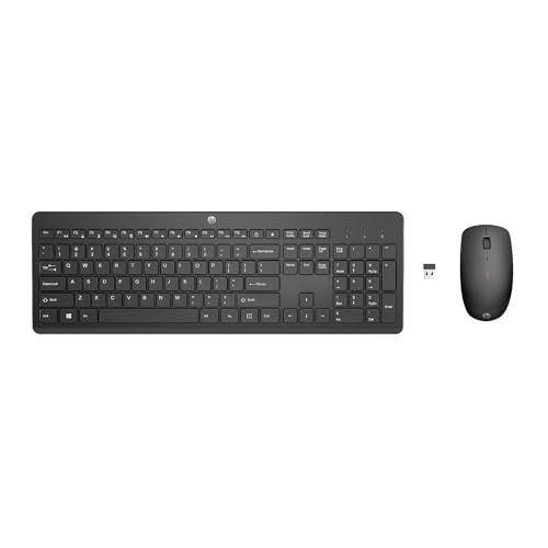 HP 230 Combo Tastiera e Mouse Wireless con Dongle USB-A a 2,4 GHz, Digitazione Silenziosa, Tasti Scelta Rapida e 12 Funzioni, Tastierino Numerico, Mouse a 1600 DPI, Rotella Scorrimento, Nera