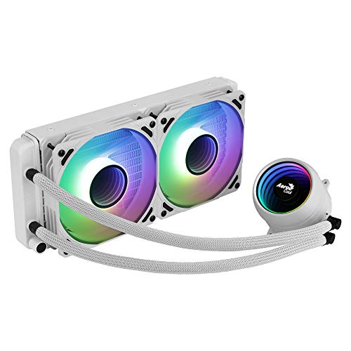 Aerocool MIRAGEL240W, Raffreddamento a Liquido per CPU, Ventola 2x12cm ARGB, TDP 400W, Bianco