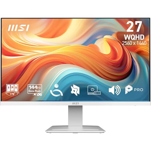 msi PRO MP273QW E14 Monitor 27″ WQHD, 2560×1440 IPS, 144Hz, 1ms, AMD FreeSync, tecnologia Eye Care, altoparlanti integrati, HDMI 2.0b, DP 1.2a, design senza cornici, inclinazione regolabile