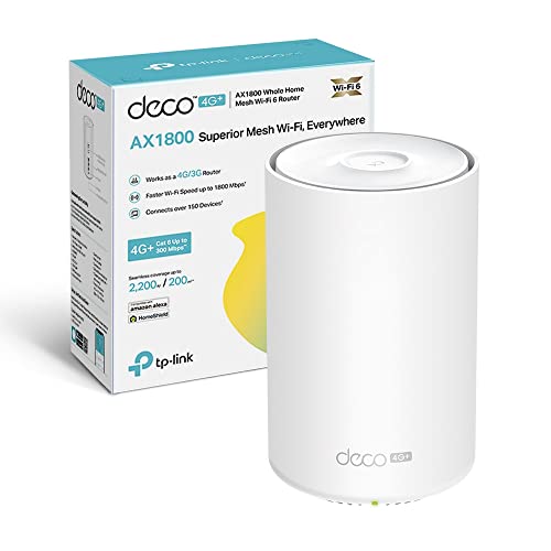 TP-Link Router 4G+ Mesh Wi-Fi 6 Deco X20-4G, Dual Band AX1800, modalità wireless o Access Point, 3 porte gigabit, compatibile con tutti i modelli Deco e con Alexa