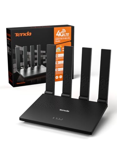 Tenda Router 4G Wi-Fi con SIM (4G03 Pro V2.0), LTE Cat4 fino a 150 Mbps, Wireless N300, Porta LAN/WAN, 4 Antenne Pieghevoli, Plug & Play, Fino a 32 Dispositivi, Portatile per Casa, Campeggio e Viaggi