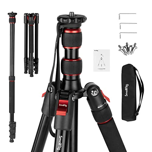 SMALLRIG Treppiede da 68″/170 cm, Treppiede Pieghevole in Alluminio, Compatibile con Testine Video da 1/4″-20 e 3/8″-16, Carico Utile 33 Libbre/15 kg, Altezza Regolabile da 16,1″ a 66,9″ – 3983
