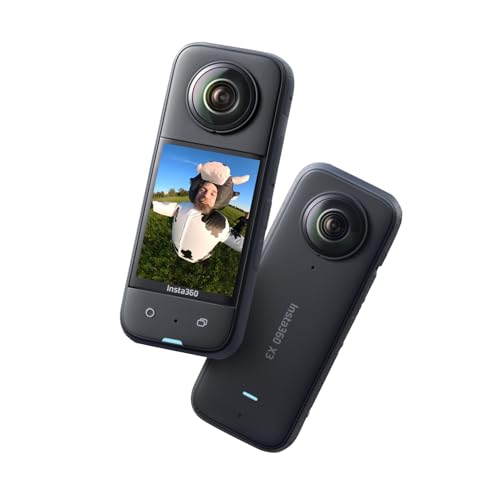 Insta360 X3, Action cam 360 con video HDR Active 360 5.7K, obiettivo singolo 4K, impermeabile, stabilizzazione FlowState, touchscreen da 2,29″, editing con IA, per moto, sport invernali e video blog