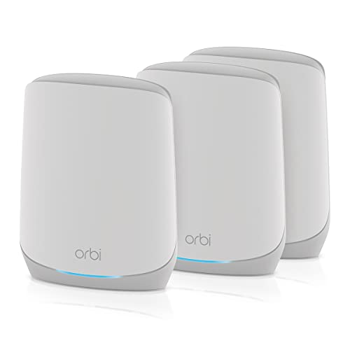 NETGEAR Orbi WiFi Mesh (RBK763S), Triband AX5400 Mesh WiFi 6 760 Serie, Velocità fino a 5.4 Gbps, Router con 2 satelliti, copertura fino a 525 m2 e 75 dispositivi, Kit da 3