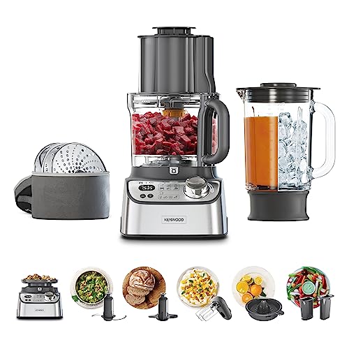 Kenwood MultiPro XL Weigh+ FDM72.990SS – Robot da cucina dotato di Bilancia e Timer integrati, 3 dischi in acciaio e ExpressDice, Ciotola da 3L, velocità variabile, 12 accessori, 1000 Watt