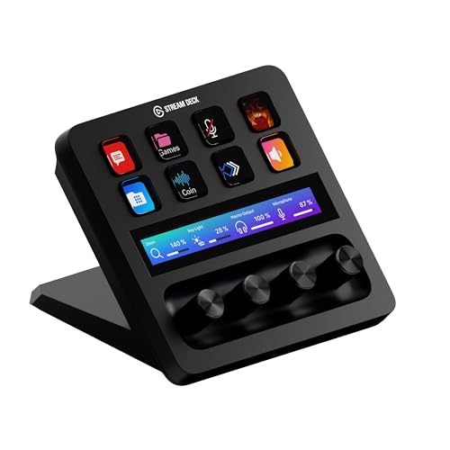 Elgato Stream Deck +, mixer audio, produzione live e controller da studio, per content creator, streaming, gaming, con striscia tattile personalizzabile, manopole e tasti LCD, compatibile con Mac e PC