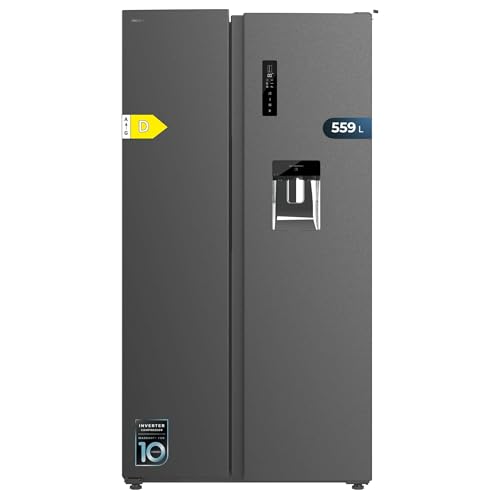 Cecotec Frigorifero Americano da 559 Litro Bolero Coolmarket SBS 562 Dark D. 177 cm di altezza e 90 cm di larghezza, classe D, flusso multi -aria, totale senza gelo, inverter plus motore