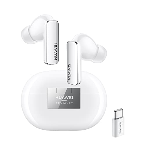 HUAWEI FreeBuds Pro 2 cuffie bluetooth, auricolari Hi-Res Audio, Doppio speaker, Cancellazione attiva del rumore 47dB, EQ adattivo,Connessione 2 device,IP54,Ceramic White, con Adattatore AP52