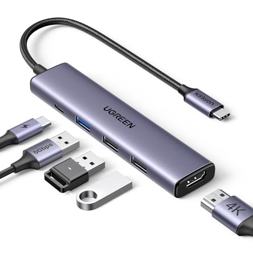 UGREEN Revodok 105 Hub USB C HDMI 4K PD 100W Carica 5 in 1 Adattatore Type C Docking Station Compatibile con MacBook Pro Air M3 M2 M1, iPad, iPhone 16 Plus Max, Galaxy S24