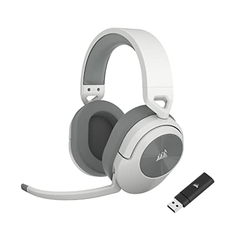 Corsair HS55 WIRELESS Cuffia Gaming con Microfono – Wireless a Bassa latenza con Banda da 2,4 Ghz o Bluetooth, Audio Dolby® Surround Sound 7.1, Leggere, Microfono Omnidirezionale – Bianco