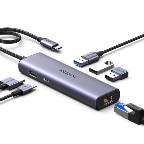 UGREEN Revodok 1061 Hub USB C Ethernet Gigabit HDMI 4K PD 100W Carica Adattatore USB C RJ45 Docking Station Compatibile con MacBook Neo iPad Pro Air iPhone 17 Pro Max Galaxy S26 Tab S11 Ultra
