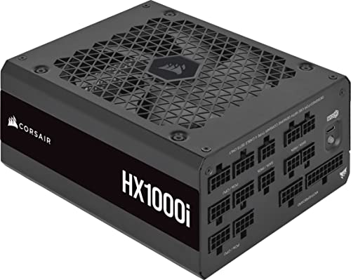 Corsair HX1000i Interamente Modulare Ultra-Silenzioso Alimentatore – Compatibilità con Standard ATX 3.1 e PCIe 5.1 – Ventola con Cuscinetto Fluidodinamico – CORSAIR iCUE – 80 PLUS Platinum – Nero