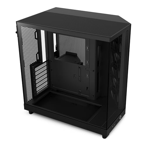 NZXT H6 Flow, CC-H61FB-01, Case Mid-Tower Compatto a Doppia Camera con Flusso d’Aria, Pannelli in Vetro Panoramico, Flusso d’Aria ad Alte Prestazioni, Include 3 Ventole da 120 mm, Nero