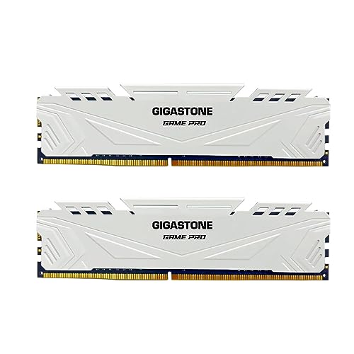 【DDR4 RAM】GIGASTONE Game PRO 32GB Kit(2x16GB) DDR4 3200MHz PC4-25600 CL 16-18-18-40 XMP 2.0 AMD Ryzen 1.35V UDIMM 288pin Unbuffered Non ECC Ideale PC Desktop alta prestazione Memoria-Bianco