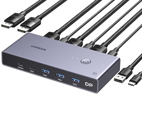 UGREEN Switch KVM Displayport 8K 60Hz 2 Ingressi 1 Uscita Switcher DP 1.4