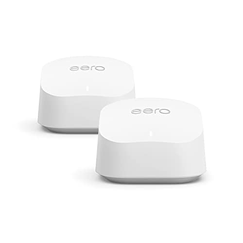 Router wi-fi mesh Amazon eero 6+ | Ethernet 1,0 Gbps | Fino a 280 m² | Connessione di oltre 75 dispositivi | Confezione da 2 | Modello 2022