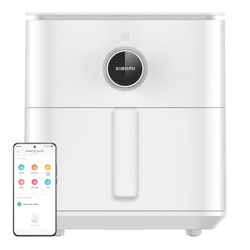 XIAOMI Smart Air Fryer 6.5L Friggitrice ad Aria 6.5L, 1800W, 100 Ricette, Display OLED, Temperatura Regolabile 40°C-220°C °, Cottura Uniforme 360°, Bianco (Versione ES)