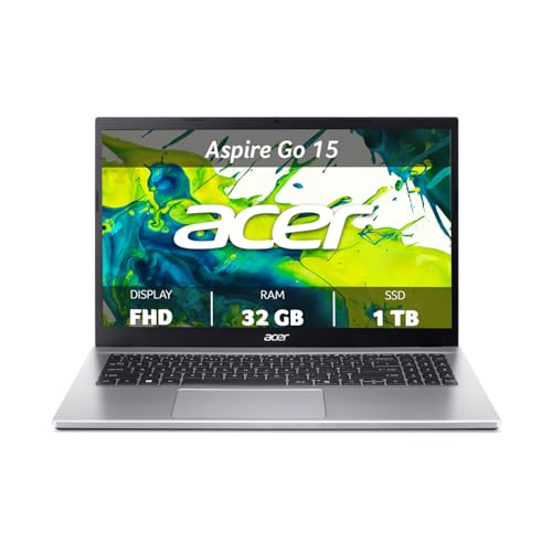Acer Aspire Go 15 AG15-42P-R732 PC Portatile, Notebook, Processore AMD Ryzen™ 5 7430U, RAM 32 GB DDR4, 1024 GB PCIe NVMe SSD, Display 15.6″ FHD, Scheda Grafica AMD Radeon, Windows 11 Home, Silver