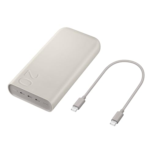 Samsung Caricabatterie Portatile 20.000 mAh Power Bank Super Fast Charging 45W, 3 porte di ricarica USB-C, Beige