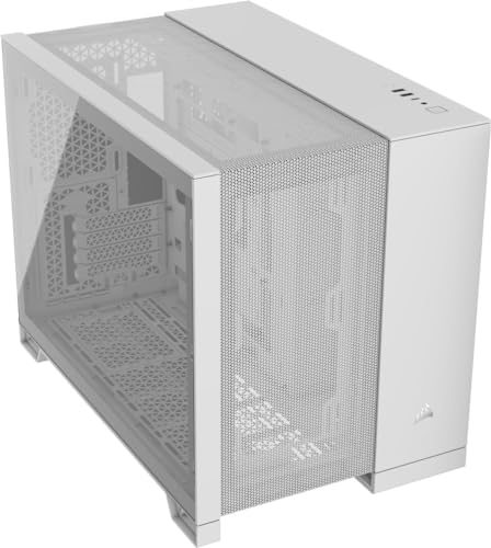 CORSAIR 2500D AIRFLOW mATX PC Case – Nessuna Ventola Inclusa – Design a Doppia Camera – Ampia Flessibilità di Raffreddamento – Compatibile con Schede Madri a Connessione Inversa – Bianco