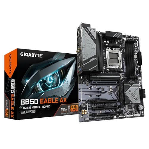 GIGABYTE B650 EAGLE AX Scheda madre – AMD Ryzen serie 9000, VRM a 12+2+2 fasi, fino a 7600 MHz DDR5 (OC), 1xPCIe 5.0 + 2xPCIe 4.0 M.2, LAN GbE, WIFI 6E, USB 3.2 Gen 2