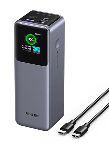 UGREEN Nexode Pro 200W Power Bank 25000mAh Ricarica Rapida Caricatore Portatile PC USB C PD3.1 140W 3 Porte Display TFT Compatible avec iPhone 17 16 15 14 Plus Pro Max Galaxy S25 S24 A56 MacBook iPad