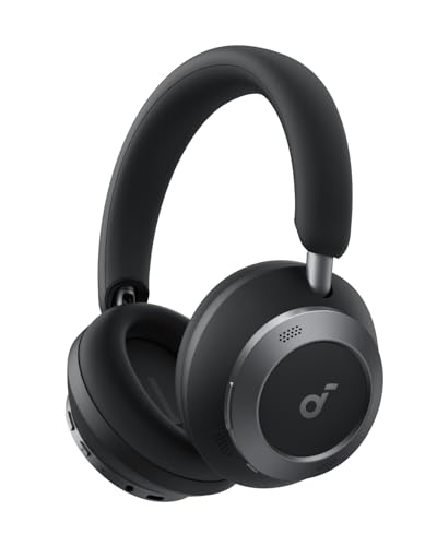 soundcore Space One Pro di Anker, cuffie adattive a cancellazione del rumore attiva, 6 microfoni, design pieghevole, ricarica ultraveloce, 60 ore audio ad alta risoluzione con LDAC, vestibilità comoda