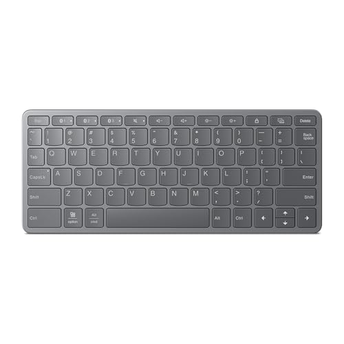Lenovo Multi-Device Wireless Keyboard, tastiera Bluetooth® e USB-C per Tablet/PC/Smartphone, compatibile con Android™/WindowsPadOS, design ultra-slim, batteria ricaricabile fino a 60 ore – Grigio