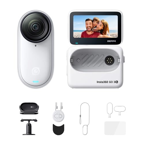 Insta360 GO 3S Pack Action (128GB) – Cam 4K per vlogging, POV a mani libere, montaggio magnetico, stabilizzazione, 140 minuti di autonomia, impermeabilità fino a 10 m, editing IA