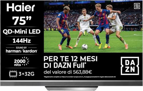 Haier Smart TV 75″ QD-Mini LED 4K UHD, Google TV, Gaming 144Hz, HDR10