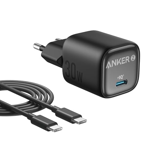 Anker Caricatore USB C da 30W Compatto con Tecnologia GaN,Controllo della Temperatura Avanzato,Design Compatto e Ricarica 3 Volte Più Veloce,Compatibile con iPhone17/16,iPad,Samsung,Pixel e Altri