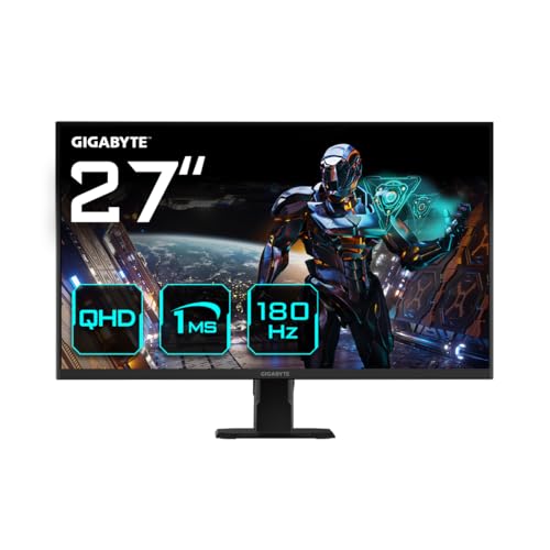 Gigabyte GS27QA 27″ Monitor da Gioco QHD – 2560 x 1440 (QHD), 180Hz, 1ms, 300 cd/m2, FreeSync, HDR Ready, HDMI 2.0, Displayport 1.4