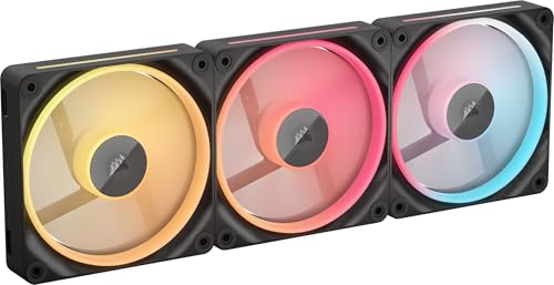 CORSAIR iCUE LINK LX120-R RGB 120mm Ventole PWM Invertite – Kit Tripla Ventola – Basso Rumore, CORSAIR Cuscinetto Magnetico a Cupola, Doppio Anello Luminoso, Viti QuikTurn™, Modalità Zero RPM – Nero