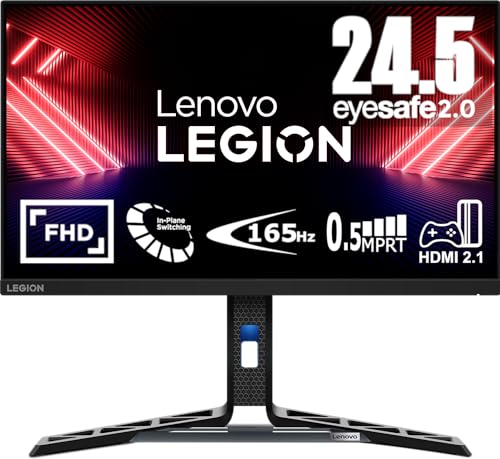 Lenovo Legion R25i-30 Monitor Gaming 24.5″ FHD (1920×1080), IPS, 0.5ms, 165Hz (Overclock 180Hz), Altoparlanti, Regolabile, AMD FreeSync Premium, HDMI 2.1 + DP