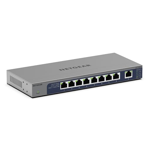 NETGEAR (GS108MX) Switch Ethernet 10 GB, porte Multi-Gigabit 10G, 1 porta SFP+ Multi Gig, protezione Prosafe, garanzia a vita Perfetto per PMI e microimprese, posizionabile su scrivania o rack