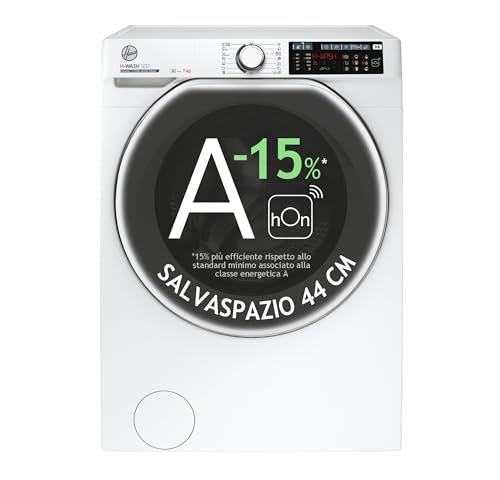 Hoover H-WASH 500 Lavatrice SLIM 7 Kg, 1200 Giri, Classe A, Motore Inverter Eco-Power, Wi-Fi + Bluetooth, Power Care, Vapore, Profondità Slim 45,4 cm, 85 x 60 x 45,4 cm (AxLxP), Bianco, HW4 27AMC7/1-S