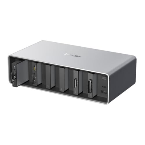 Lexar Professional Workflow HR2 Hub Thunderbolt 2 con Baia a 6 Moduli, Trasferimento Dati Ultra-Veloce per Lettori di Schede e SSD Lexar Workflow, Compatibile con Mac e PC, Corpo in Alluminio