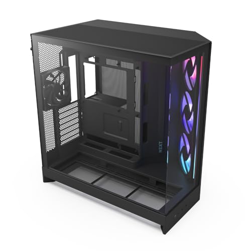 NZXT H9 Flow RGB (2025) – Grande Case PC ATX Mid-Tower a Doppia Camera con Flusso d’Aria – Include 1 x Unità Ventola RGB da 420mm e 1 x Ventola da 120mm – Supporto Radiatore da 420mm – Nero