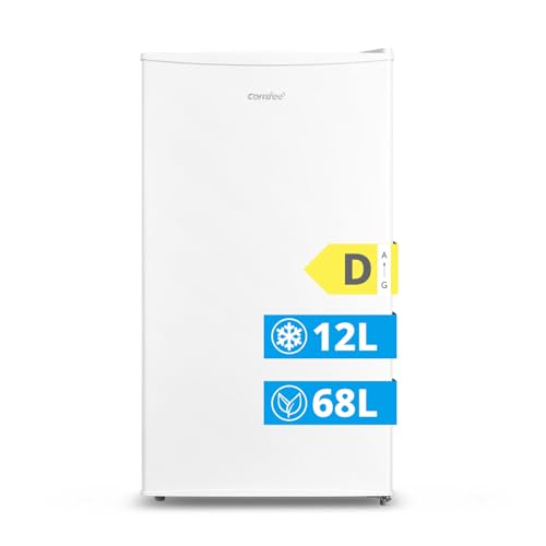 COMFEE’ RCD80WH3(E) Frigorifero con Congelatore 80 Liter, Frigo Monoporta, Bassa Rumorosità 39db, Porta Reversibile, Compressore Inverter, Luce LED, Adatto per Casa, Ufficio, Camera, Bianco