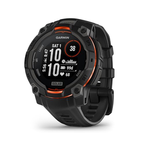 Garmin Instinct 3, Smartwatch, 45mm, Display SOLAR, Lunetta in alluminio, GPS Multi-band, 10ATM, Torcia LED, 90+ App per lo Sport, Pay, Connect IQ, Autonomia 28 giorni, Black Bezel