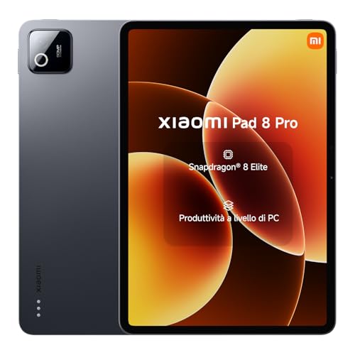 XIAOMI Pad 8 Pro, Tablet 11,2”, 12+512 GB, Snapdragon® 8 Elite, Batteria 9200 mAh, Display cristallino 144 Hz, HyperAI, Grigio, Garanzia 2 anni del produttore+1 anno extra, Caricatore non incluso